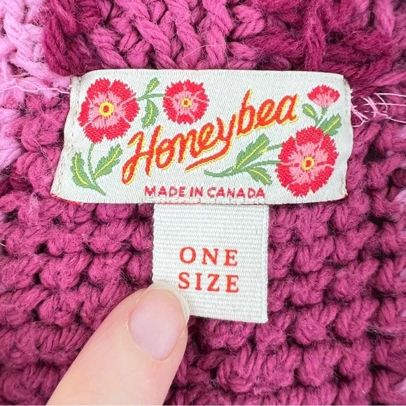 Honeybea Upcycled Vintage Afghan Sweater Cardigan OS Pink - Picture 3 of 13